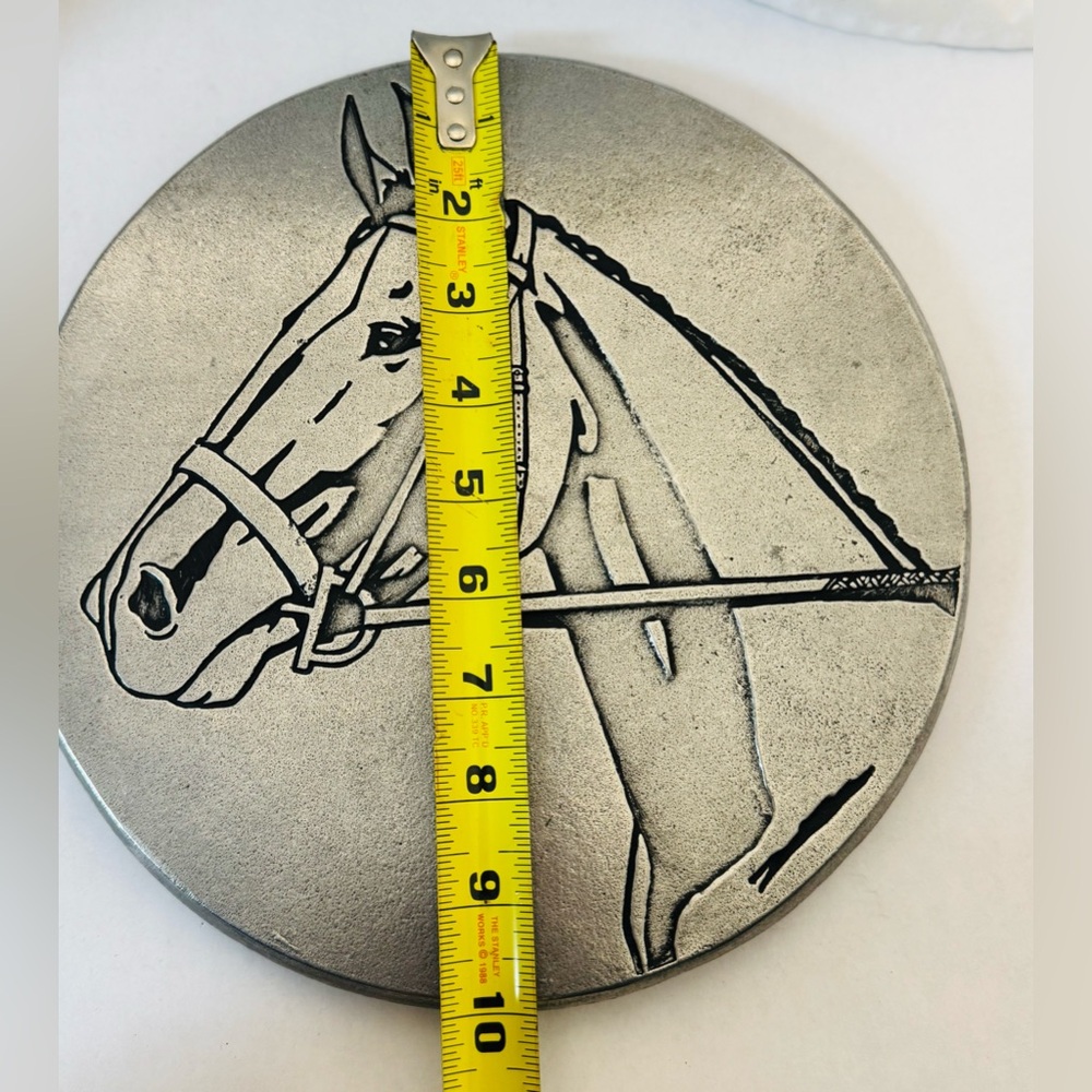 Horse Head Trivet/Hot Plate/PEWTAREX – York, PA – Equestrian Pewter Vintage 70s - Picture 7 of 8
